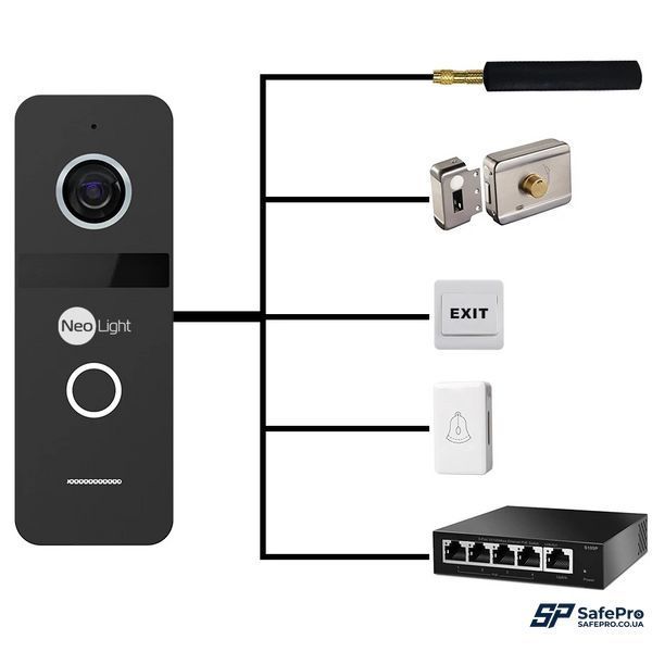 Neolight MEZZO Hybrid + SOLO IPW Graphite з кутком, PoE адаптер для панелі виклику Комплект відеодомофону 99-00024871 фото